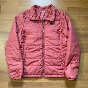 Women’s L.L. Bean Coral Pink Lightweight Zip Up Puffer Outdoor Jacket Sz Large